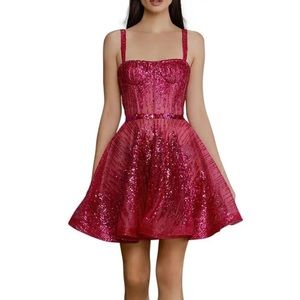 Bronx and Banco Mademoiselle dress Fuschia Pink Sequin